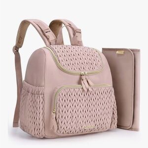 Pink Quilted Diaper Bag Backpack